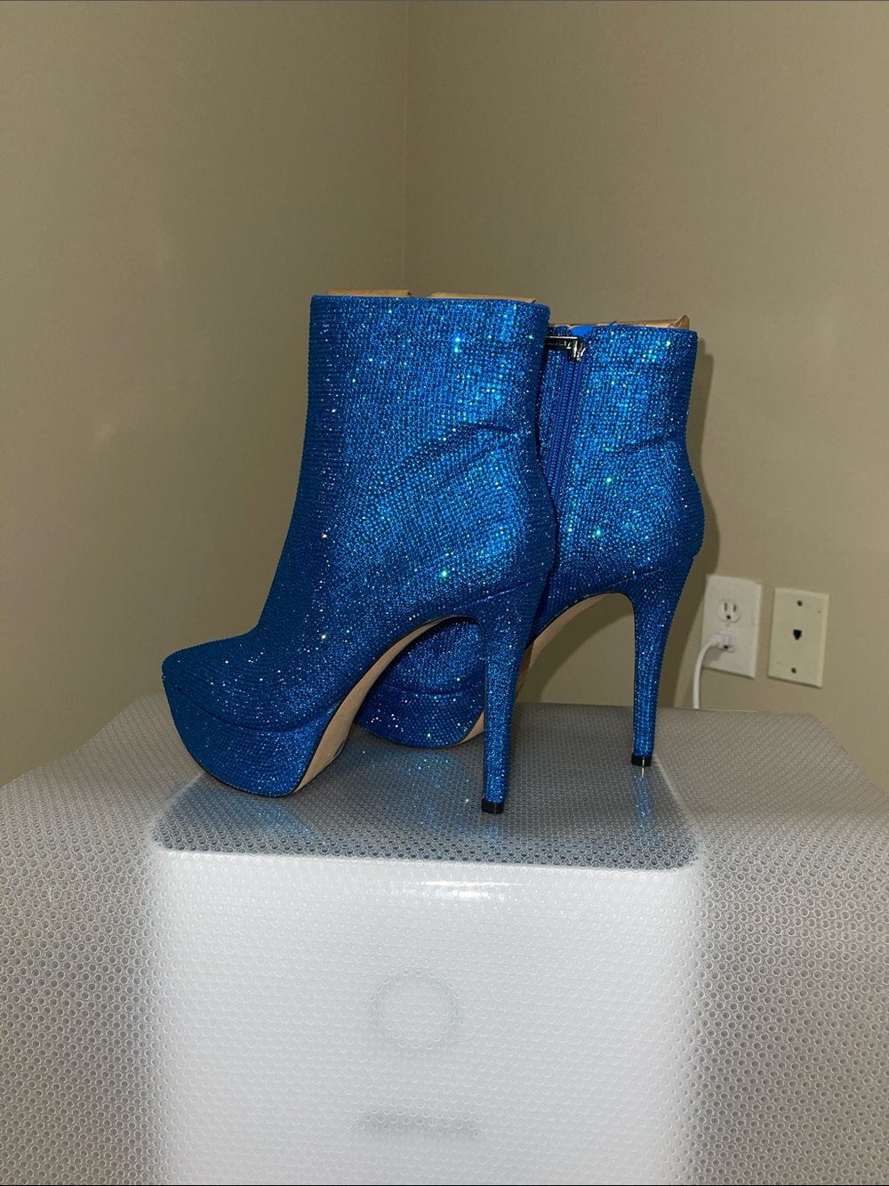 Jessica Simpson Sparkling Blue Platform Heel Ankle Boots